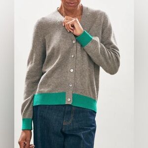 6 Medium 2 jumper 1234 cashmere v-neck cardigan gray green contrast